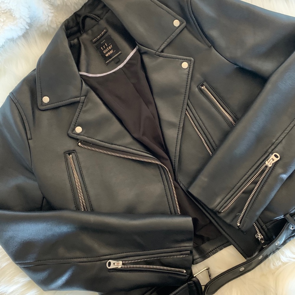 Zara faux leather biker jacket